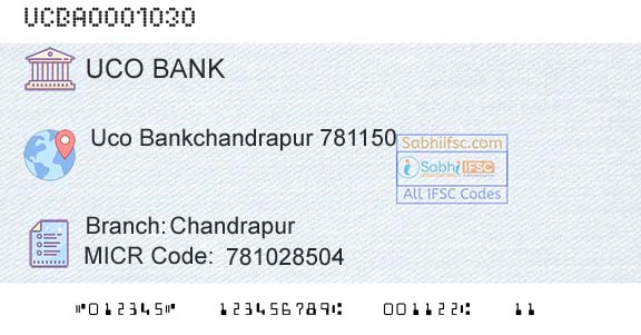 Uco Bank ChandrapurBranch 