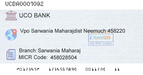Uco Bank Sarwania MaharajBranch 