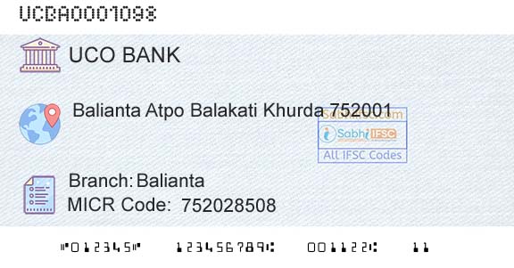 Uco Bank BaliantaBranch 