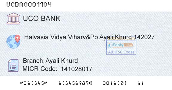 Uco Bank Ayali KhurdBranch 