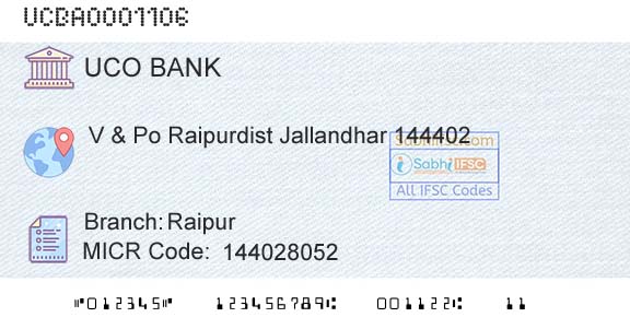 Uco Bank RaipurBranch 