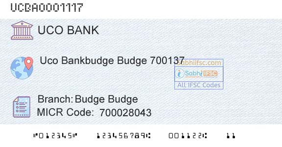 Uco Bank Budge BudgeBranch 
