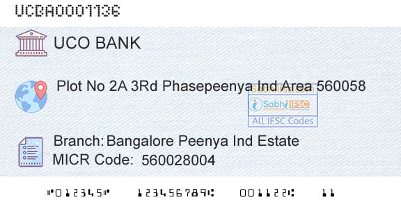 Uco Bank Bangalore Peenya Ind EstateBranch 