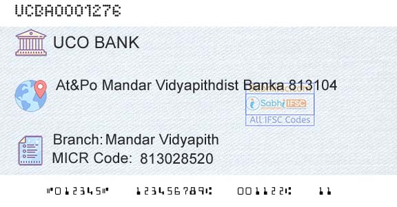 Uco Bank Mandar VidyapithBranch 