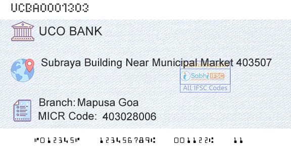 Uco Bank Mapusa GoaBranch 
