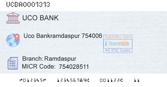 Uco Bank RamdaspurBranch 