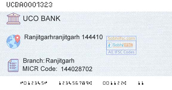 Uco Bank RanjitgarhBranch 