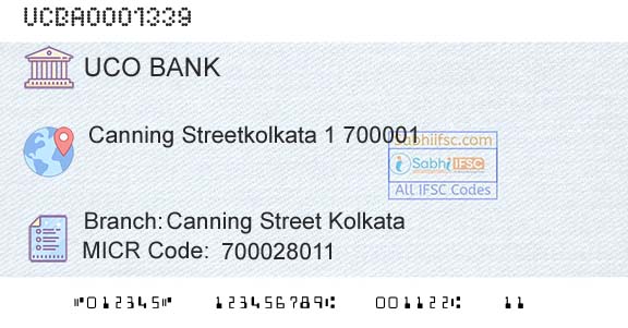 Uco Bank Canning Street KolkataBranch 