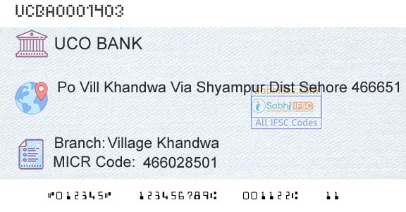Uco Bank Village KhandwaBranch 
