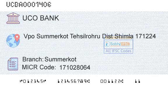Uco Bank SummerkotBranch 