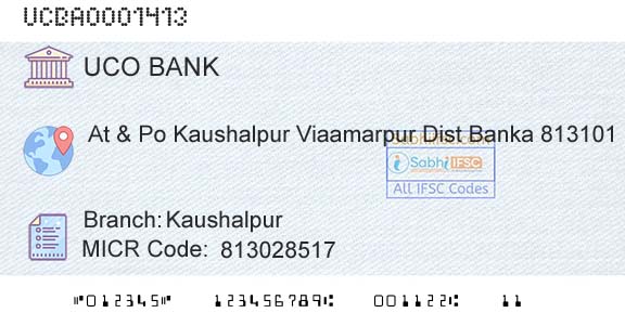 Uco Bank KaushalpurBranch 