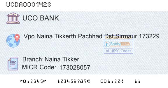 Uco Bank Naina TikkerBranch 