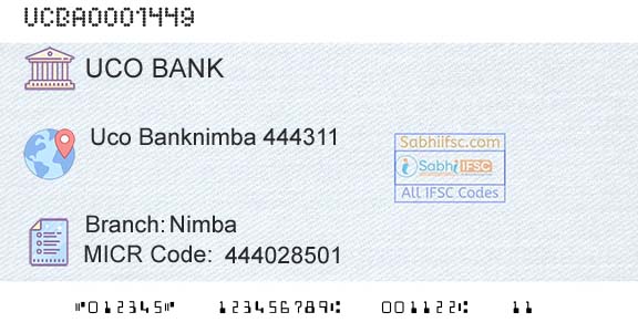 Uco Bank NimbaBranch 