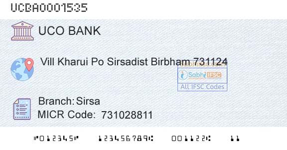Uco Bank SirsaBranch 