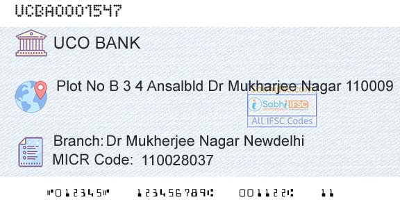 Uco Bank Dr Mukherjee Nagar NewdelhiBranch 