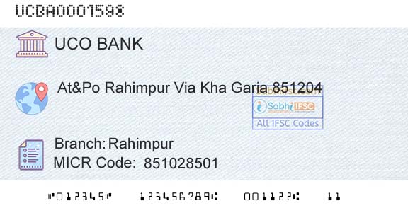 Uco Bank RahimpurBranch 