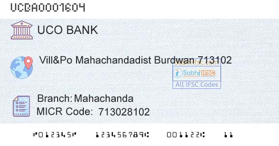 Uco Bank MahachandaBranch 