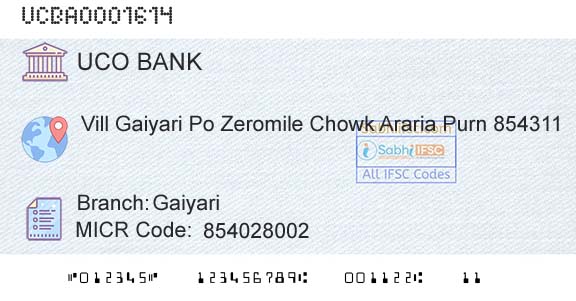 Uco Bank GaiyariBranch 