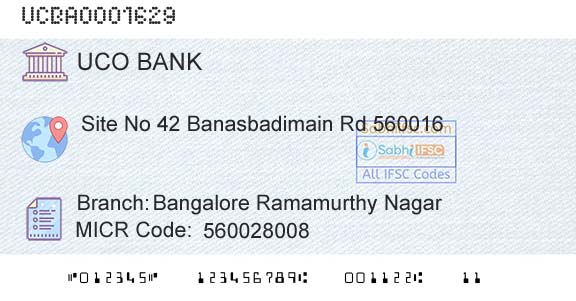 Uco Bank Bangalore Ramamurthy NagarBranch 