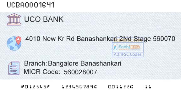 Uco Bank Bangalore BanashankariBranch 