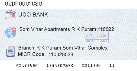 Uco Bank R K Puram Som Vihar ComplexBranch 