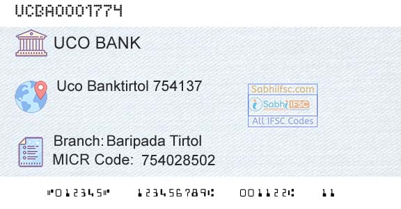 Uco Bank Baripada TirtolBranch 
