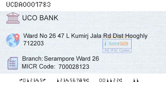 Uco Bank Serampore Ward 26Branch 