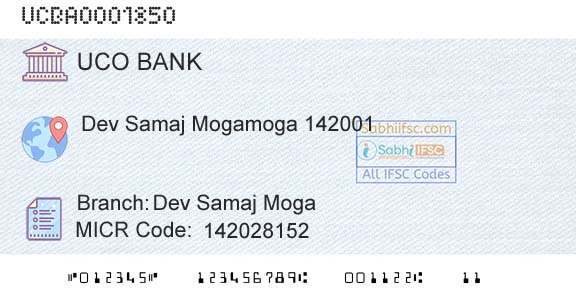 Uco Bank Dev Samaj MogaBranch 
