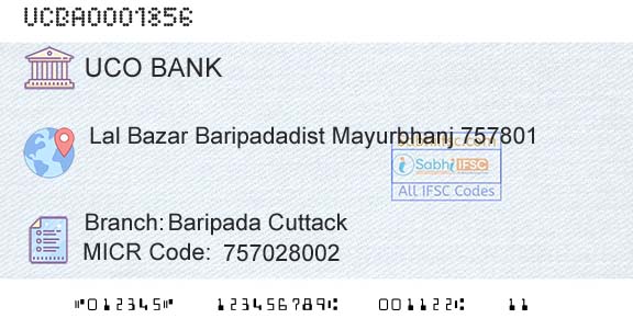 Uco Bank Baripada CuttackBranch 