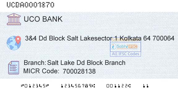 Uco Bank Salt Lake Dd Block BranchBranch 