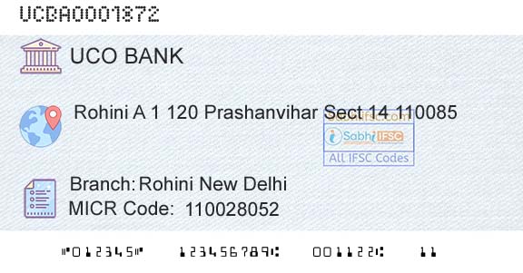 Uco Bank Rohini New DelhiBranch 