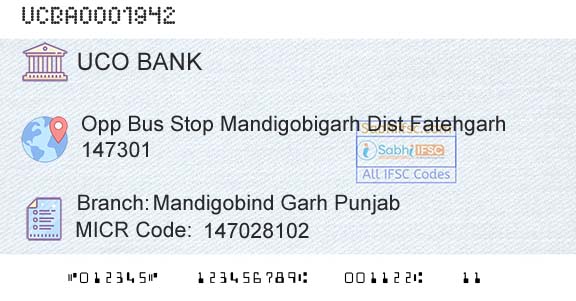 Uco Bank Mandigobind Garh PunjabBranch 