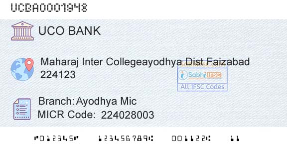 Uco Bank Ayodhya MicBranch 