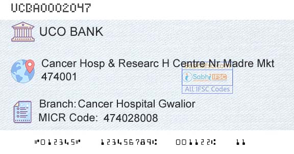 Uco Bank Cancer Hospital GwaliorBranch 