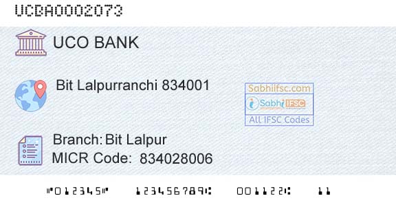 Uco Bank Bit LalpurBranch 