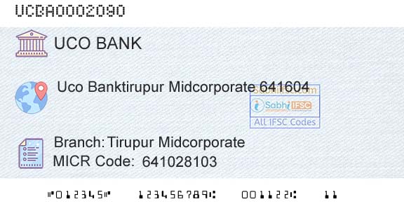 Uco Bank Tirupur MidcorporateBranch 