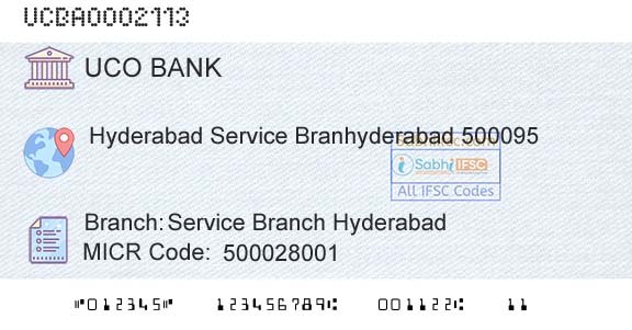 Uco Bank Service Branch HyderabadBranch 