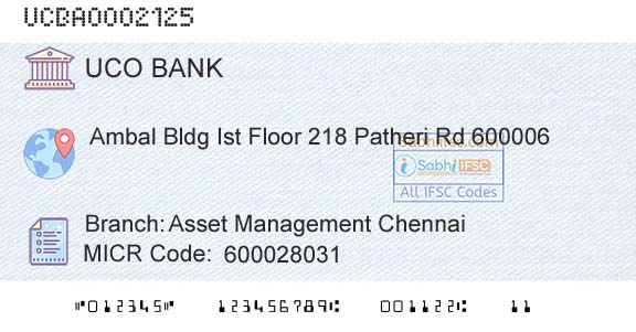 Uco Bank Asset Management ChennaiBranch 