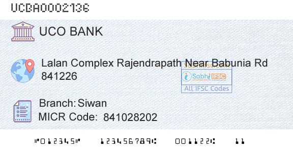 Uco Bank SiwanBranch 