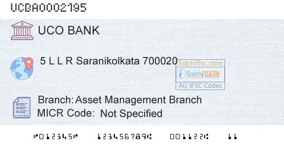 Uco Bank Asset Management BranchBranch 