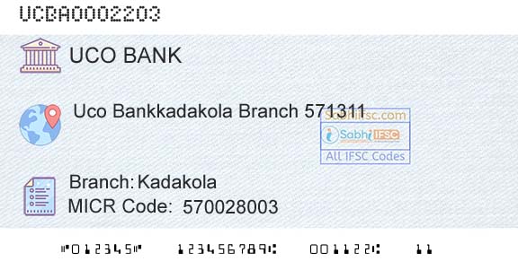 Uco Bank KadakolaBranch 