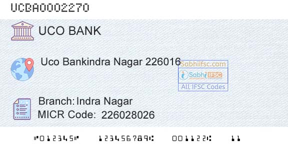 Uco Bank Indra NagarBranch 