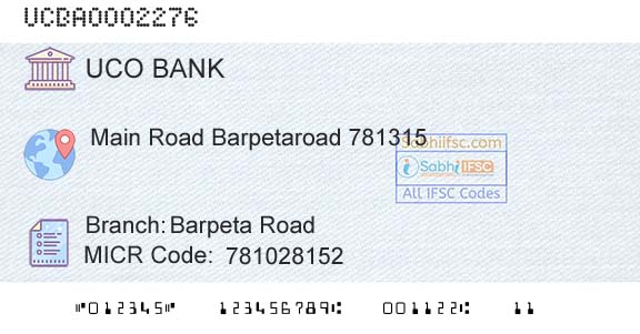 Uco Bank Barpeta RoadBranch 