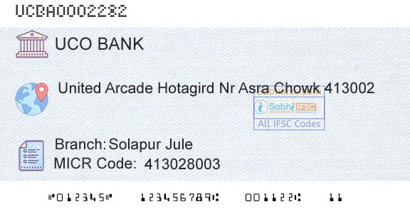 Uco Bank Solapur JuleBranch 