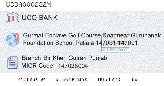 Uco Bank Bir Kheri Gujran PunjabBranch 