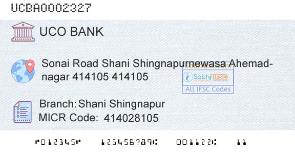 Uco Bank Shani ShingnapurBranch 