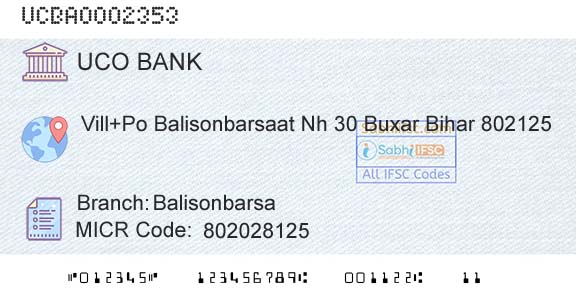 Uco Bank BalisonbarsaBranch 