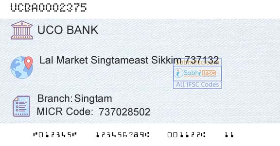 Uco Bank SingtamBranch 