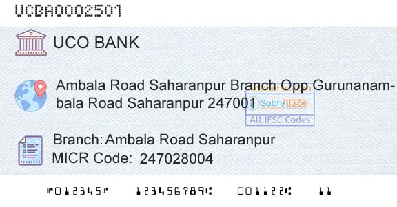 Uco Bank Ambala Road SaharanpurBranch 