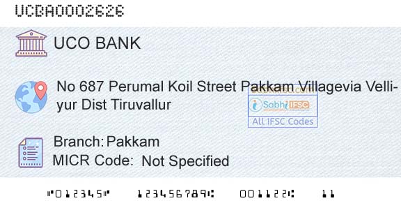 Uco Bank PakkamBranch 